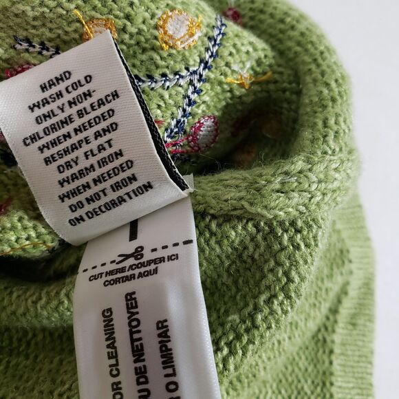 Breckenridge Womens Cardigan Sweater Medium Green Full Zip Embellished Fall Tree - Picture 10 of 10